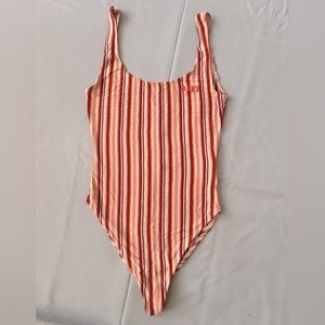 OBEY Southwest orange striped bodysuit XS